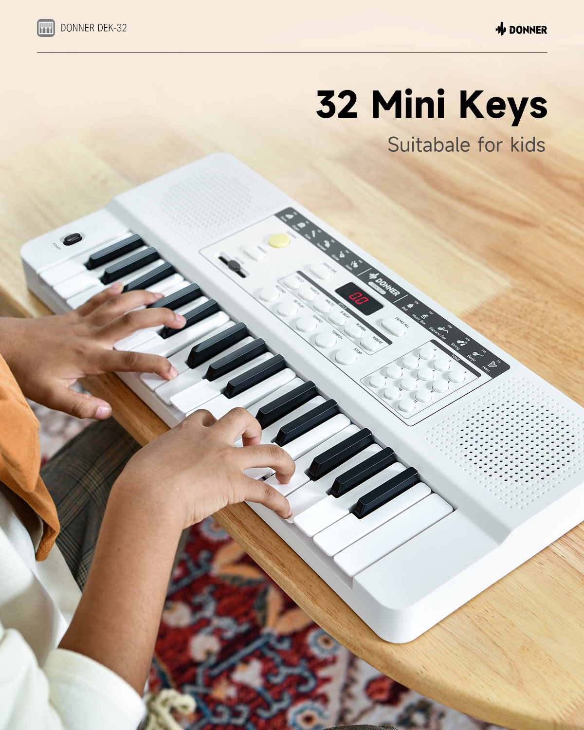 Donner DEK-32 32 keys Electronic Keyboard-White##