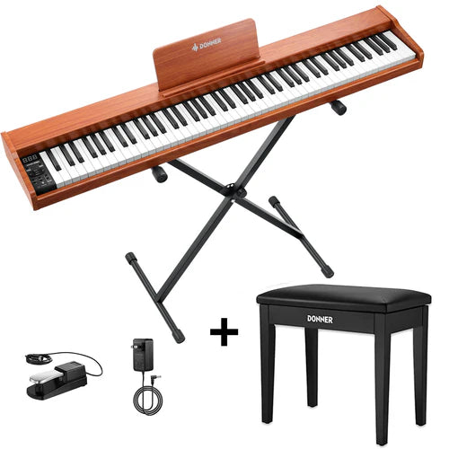 Donner DEP-1S 88 Key Semi-Weighted DIgital Piano With Stand Wooden Style Piano