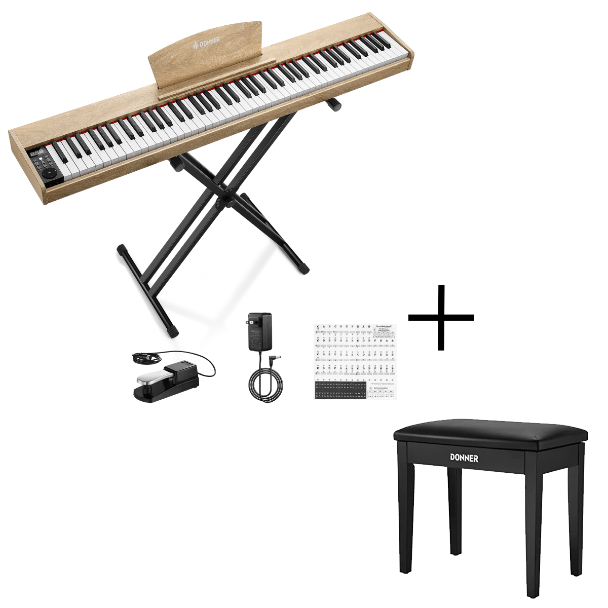 Donner DEP-1S Semi Weighted Keyboard Digital Piano-Light Wood##