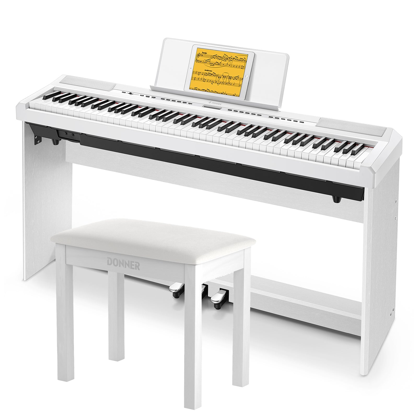 Donner DEP-20 Portable Keyboard 88-Key Weighted with Stand-White##