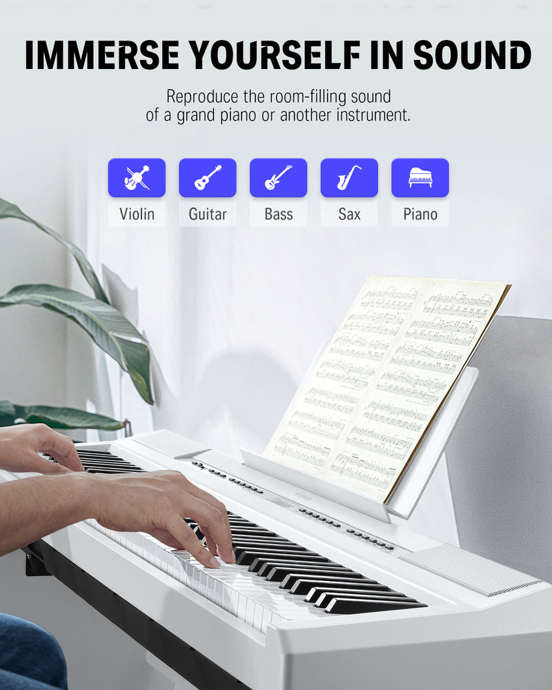 Donner digital piano teclado ponderado 88 teclas, soporte de piano, piano eléctrico para principiantes con soporte de muebles y triple pedal real piano touch, DEP-20S