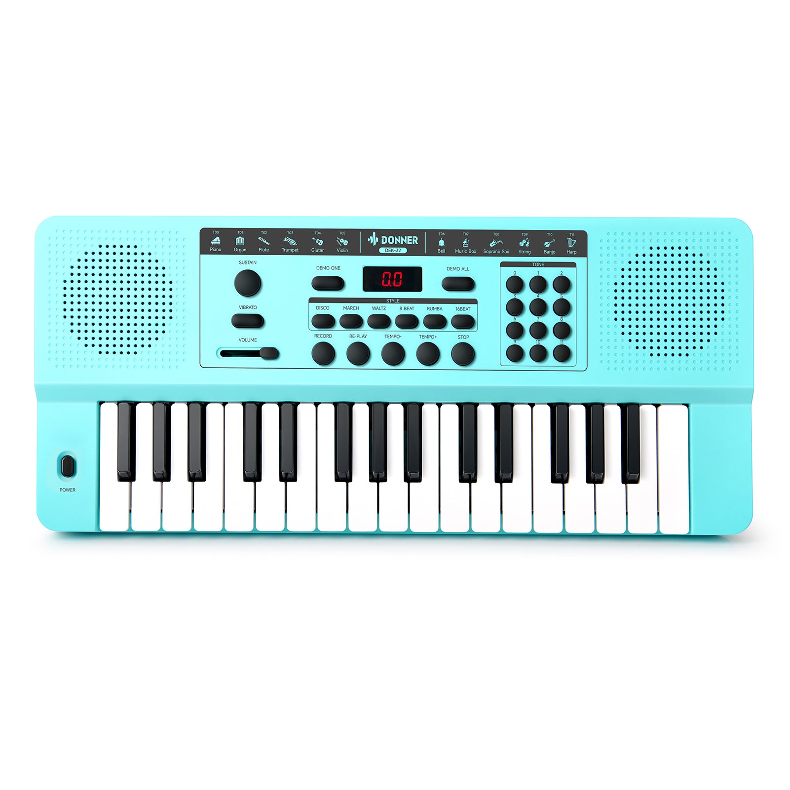 Donner DEK-32 32 keys Electronic Keyboard-Cyan##