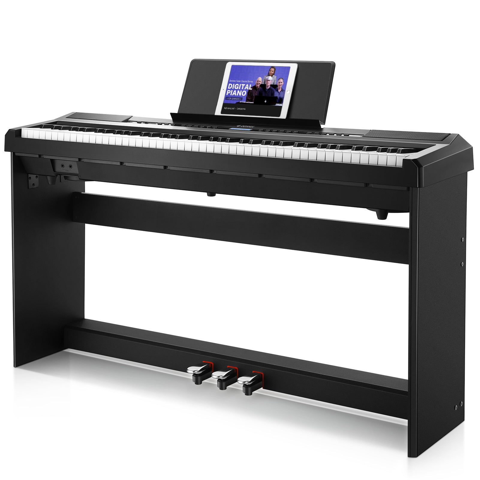Donner Digital Piano Keyboard Gewichtet 88 Tasten, Klavierständer, Anfänger E-Piano mit Möbelständer und Triple Pedal Real Piano Touch, DEP-20S