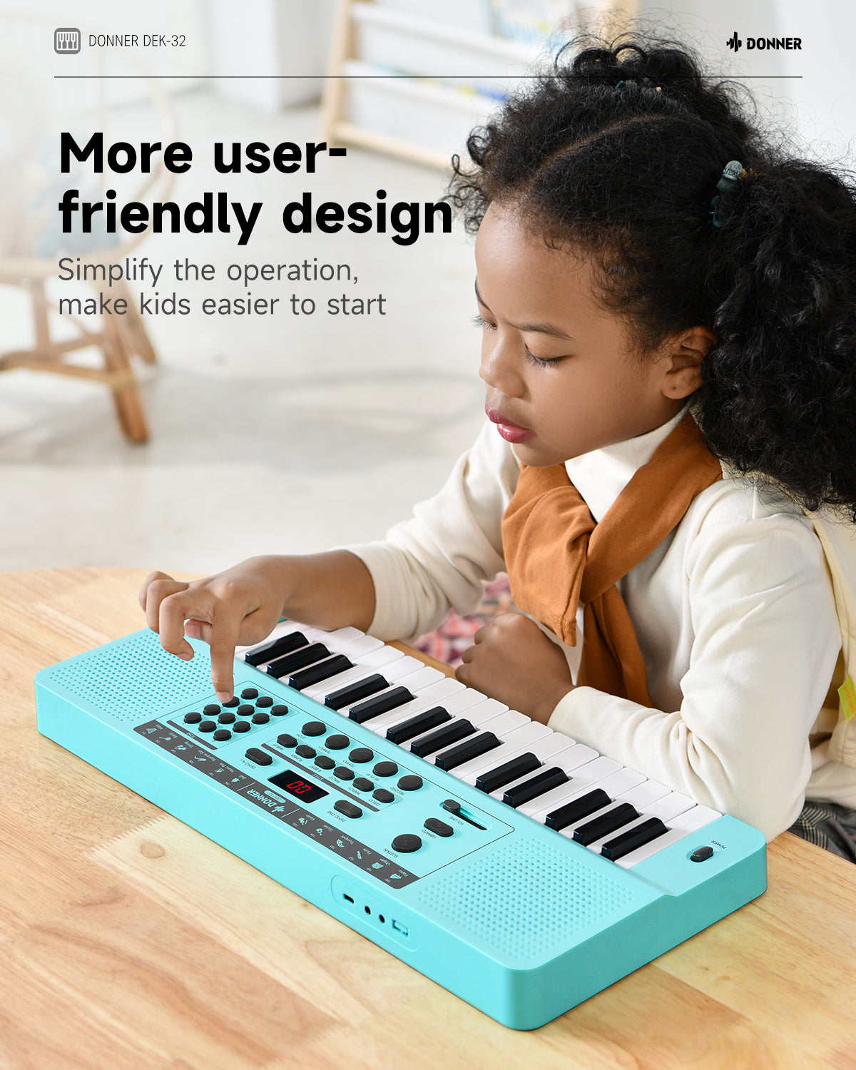 Donner DEK-32 32 keys Electronic Keyboard-Cyan##