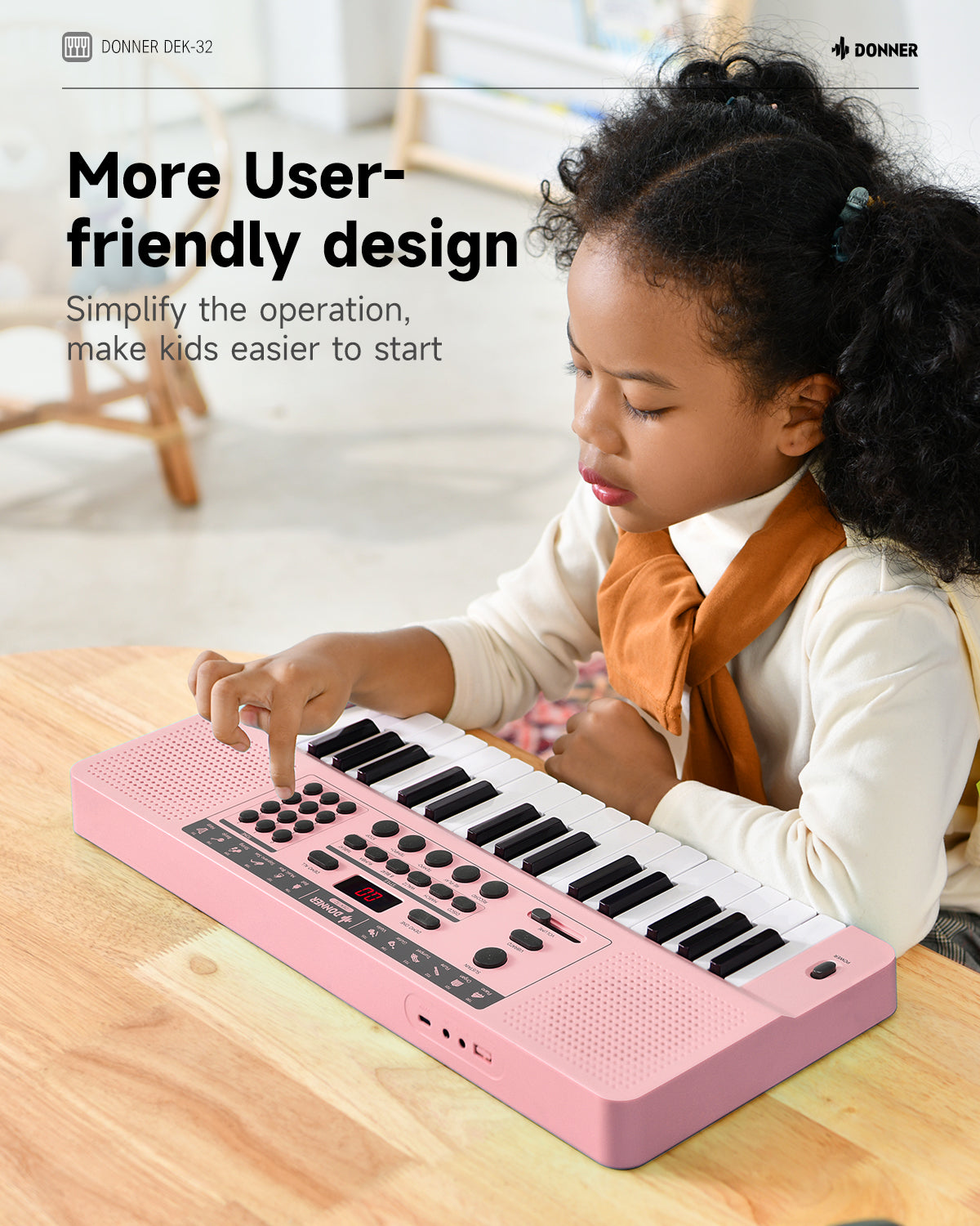 Donner DEK-32 32 keys Electronic Keyboard-Pink##