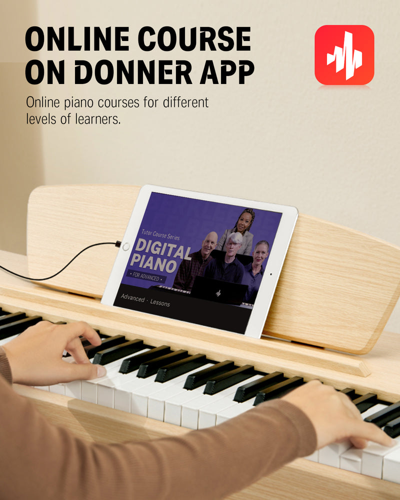 Donner DDP-80 Wooden Style 88 Key Weighted Digital Piano with Stand & 3 Pedal