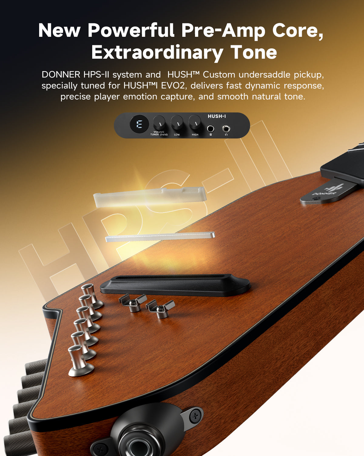 Donner HUSH I EVO2 Acoustic-Electric Travel Guitar