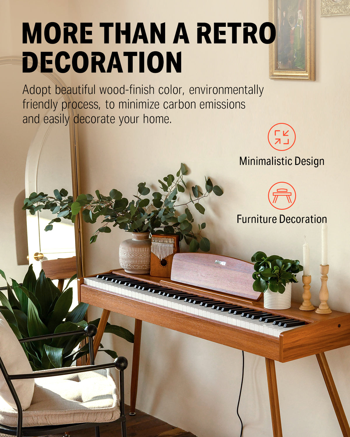 Donner DDP-80 Wooden Style Weighted Digital Piano-Natural Sound Upgrade##