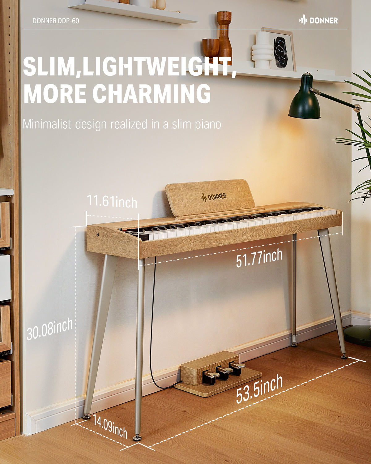 DDP-60 Wooden Lightweight Design Upright Digital Piano -Donner