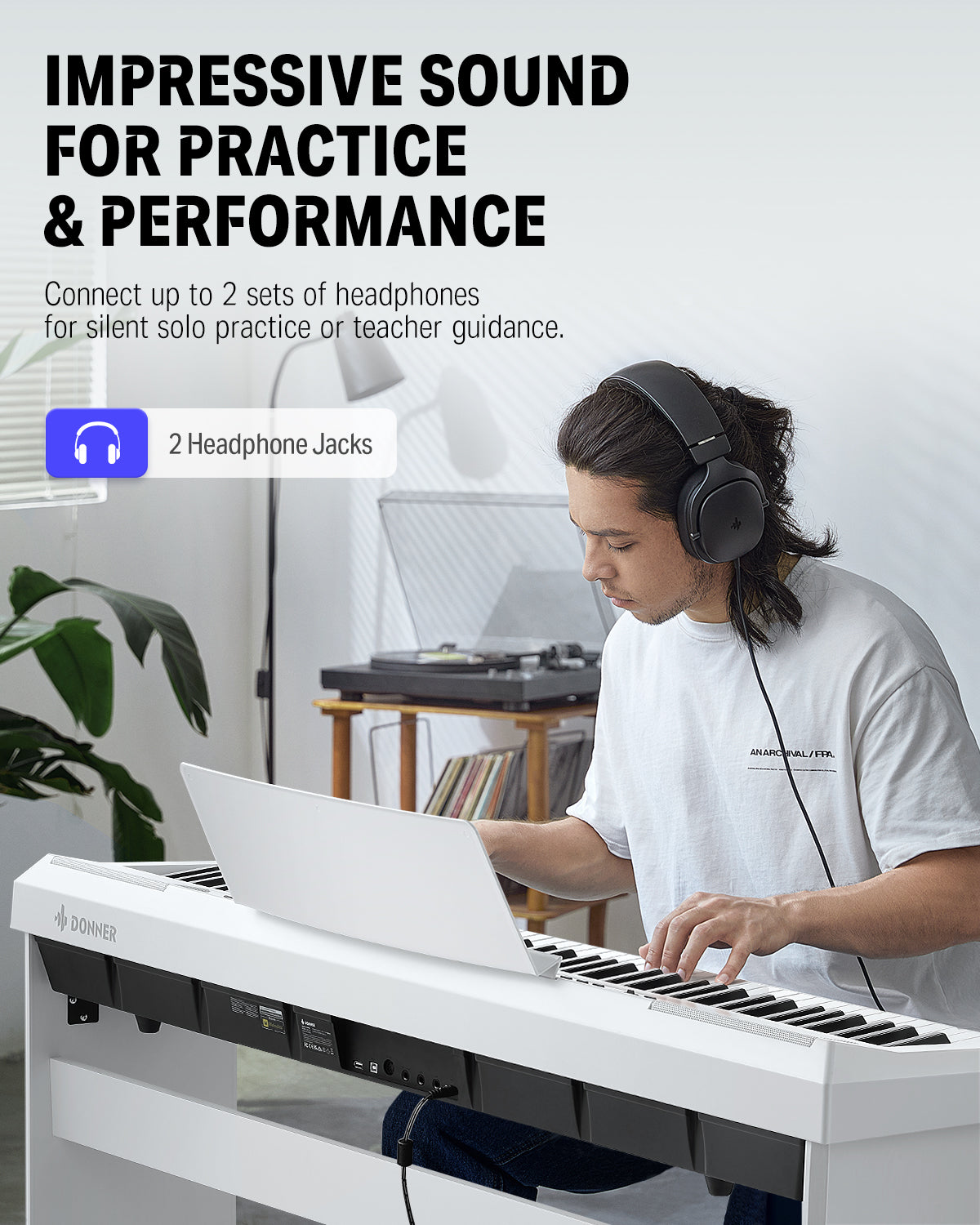 Donner DEP-20 Portable Keyboard 88-Key Weighted with Stand-White##
