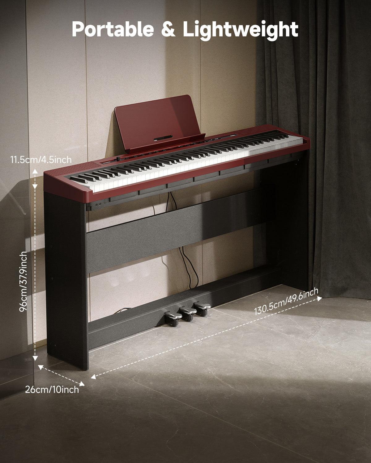 Donner DEP-16S Digital Piano with Stand-RoseWood##