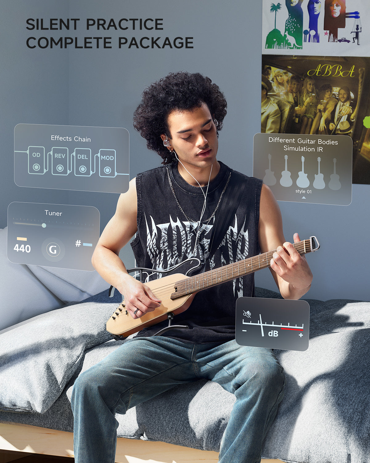 HUSH-I PRO Travel Guitar | Acoustic Electric, Effects, Silent