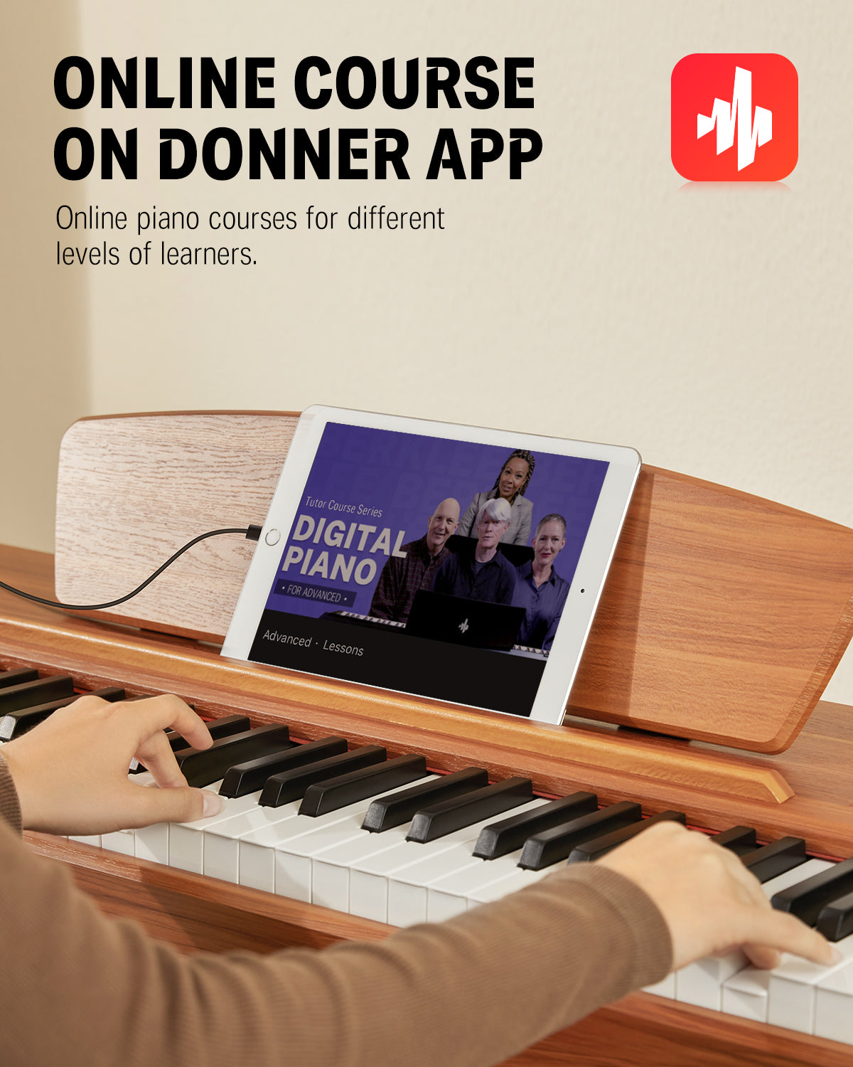 Donner DDP-80 Wooden Style Weighted Digital Piano-Natural Sound Upgrade##