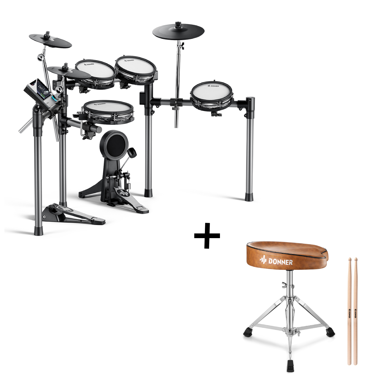 Donner Beat Electronic Drum Set with 12" Cymbals w/Choke, 100 Kits and 1100+ Sounds