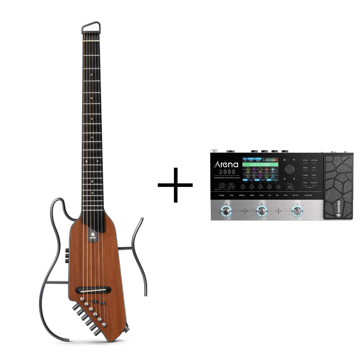 Donner HUSH Silent Guitar 専用ケース付き HUSH-I Silent Guitar | Portable, Ultra-Light, Quiet Travel Guitar