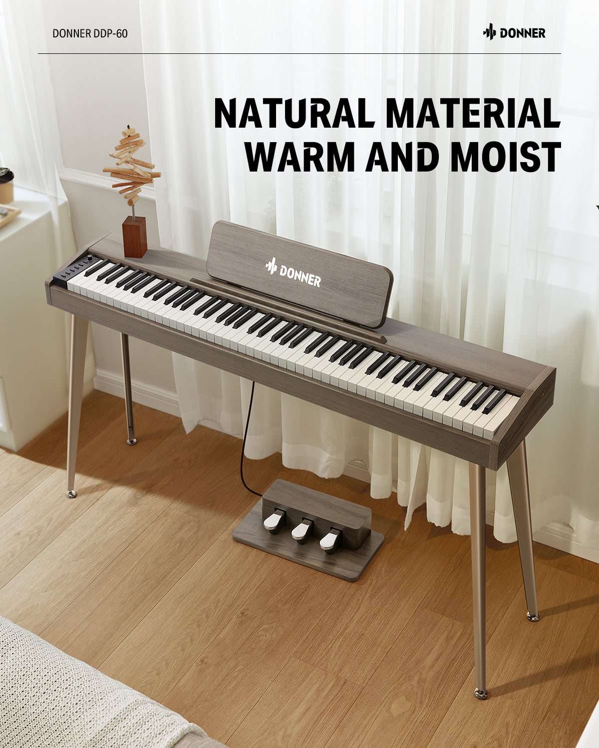 Donner DDP-60 88-Key Semi-Weighted Upright Keyboard Piano-Grey##