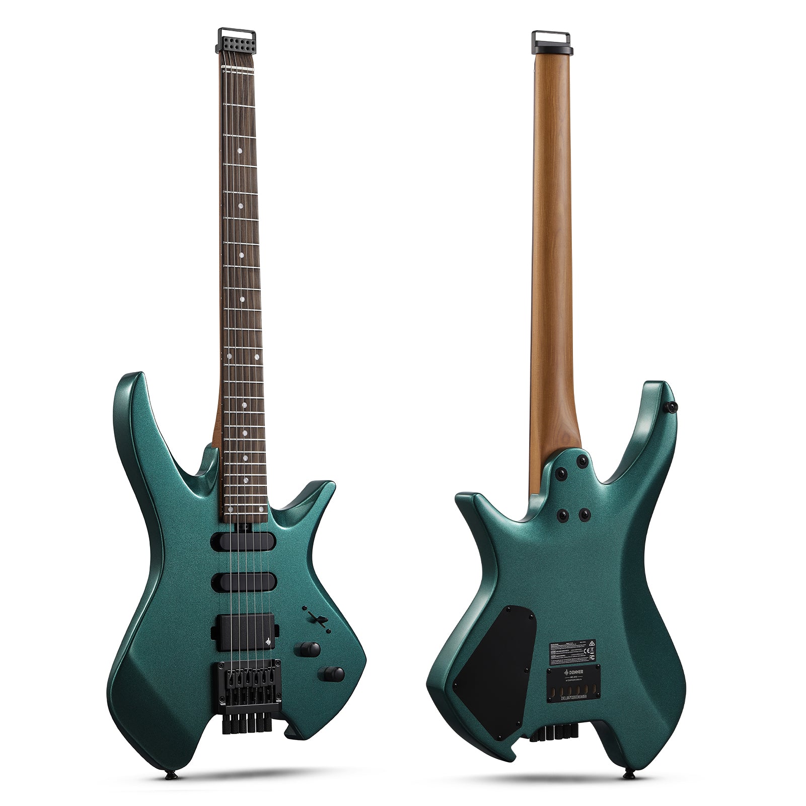 Donner HLX-500 Headless Electric Guitar-Sherwood Green##