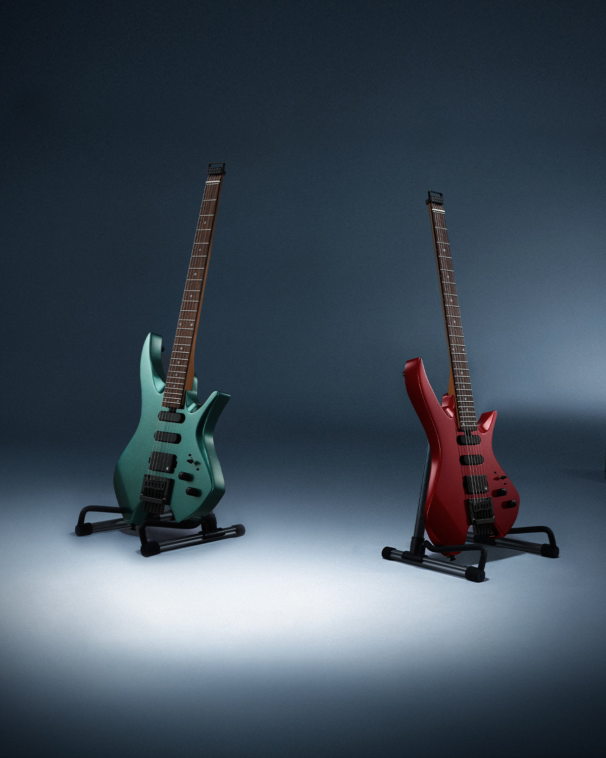 Donner HLX-500 Headless Electric Guitar-Metallic Red##
