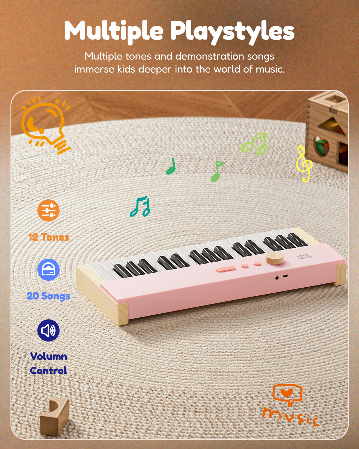 Eastar KIDO V-10 32 Keys Mini Digital Keyboard-Light Pink