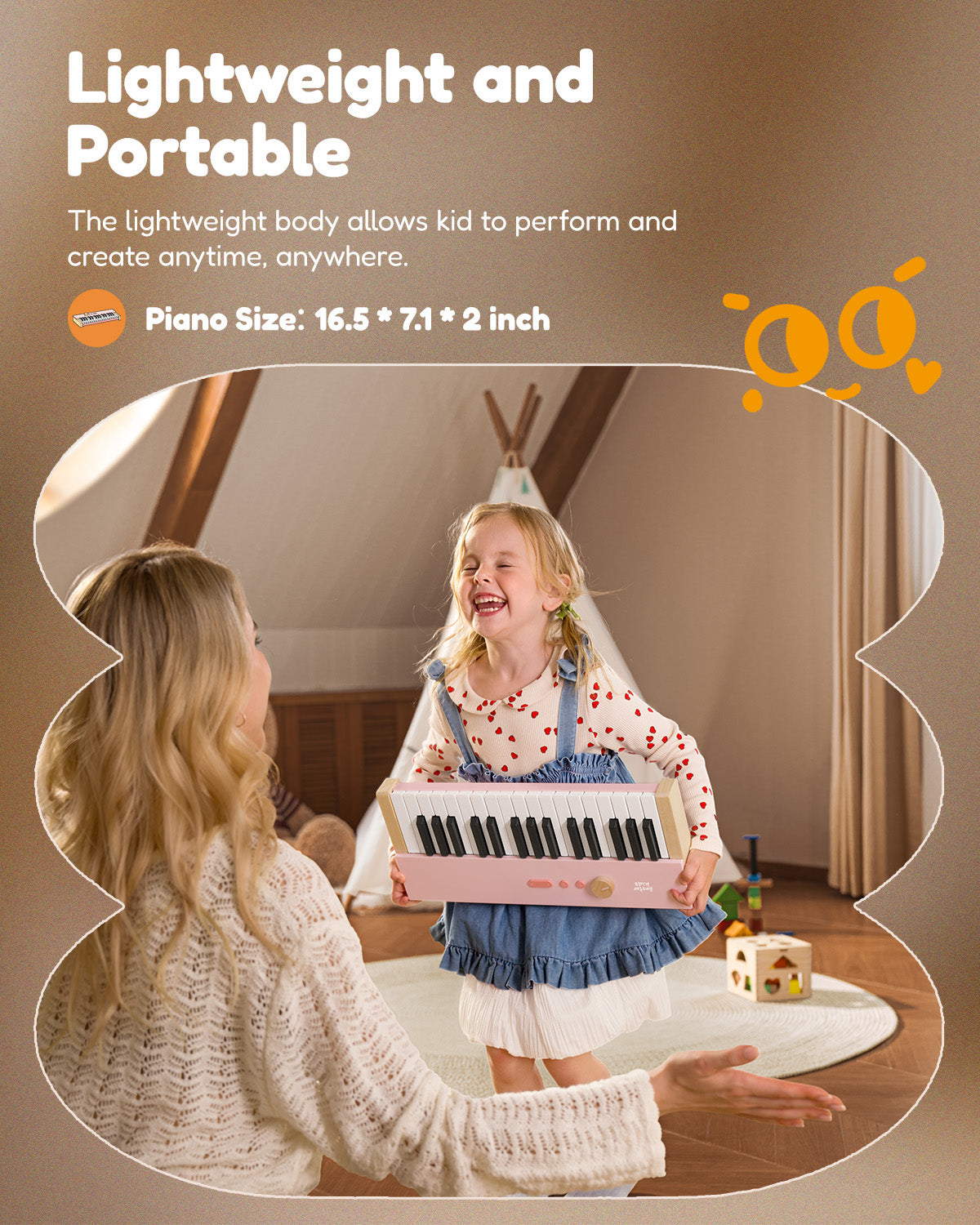 Eastar KIDO V-10 32 Keys Mini Digital Keyboard-Light Pink