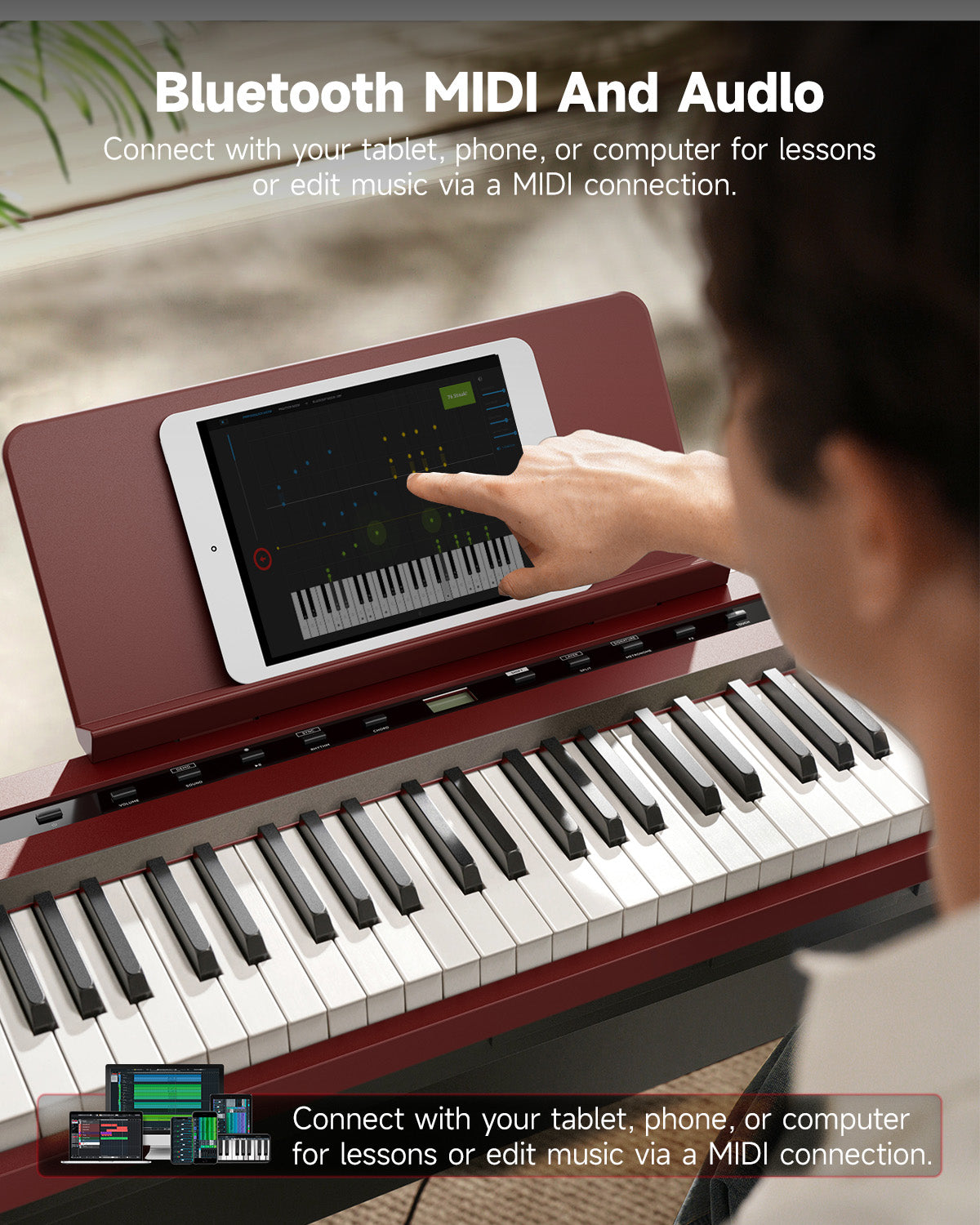 Donner DEP-16S Digital Piano with Stand-RoseWood##
