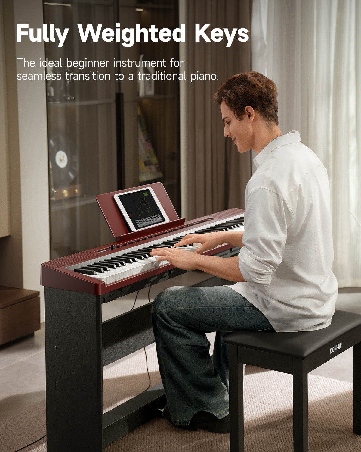 Donner DEP-16S Digital Piano with Stand-RoseWood##