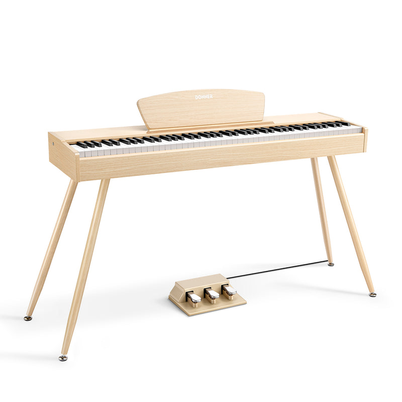 Donner DDP-80 Wooden Style 88 Key Weighted Digital Piano with Stand & 3 Pedal