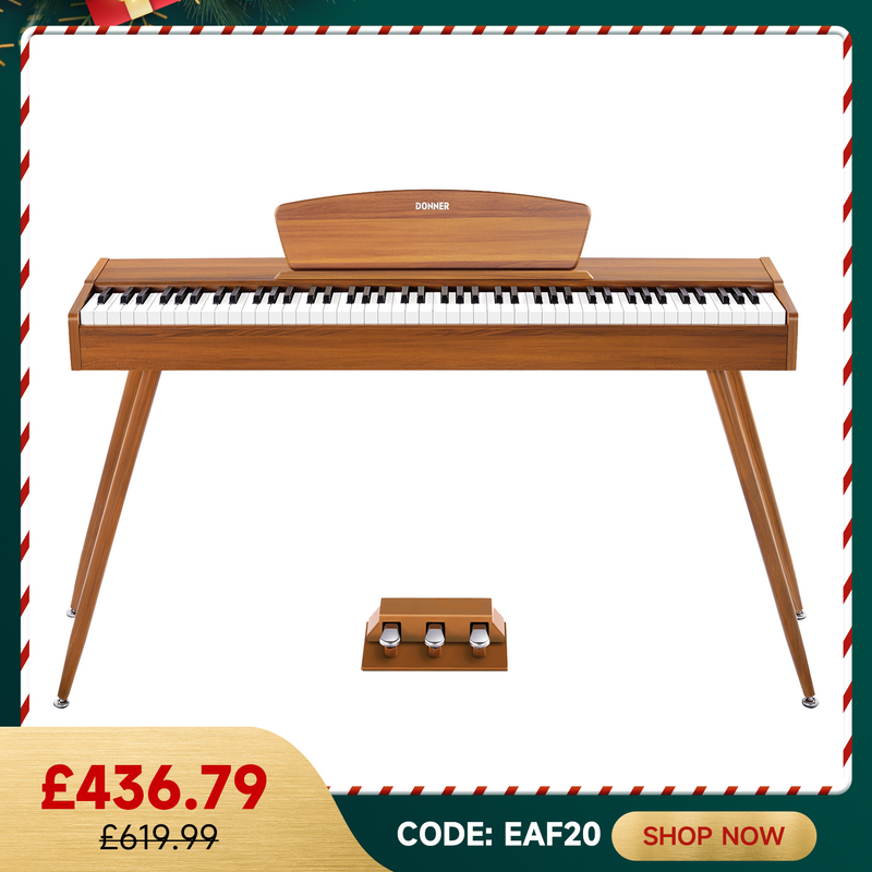 Donner DDP-80 Wooden Style 88 Key Weighted Digital Piano with Stand & 3 Pedal