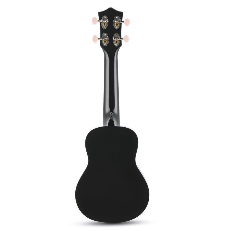 Donner Soprano Ukulele for Beginners 21 Inch Ukelele Starter Bundle Kit with Free Online Lessons Bag Strap String Tuner Picks Cloth Ukalalee Yukalalee (Black)