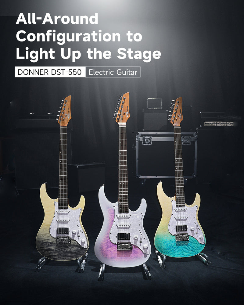 Donner DST-550 39-inch ST Electric Guitar HSS Pickup Solid Double-Cut ...