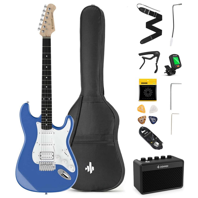 Donner Solid Electric Guitarra Kit Full Size 39 Pulgadas con Amplificador, Bolsa, Capo, Correa, Serie, Tuner, Cable y Picks (Sunburst, DST-1S)