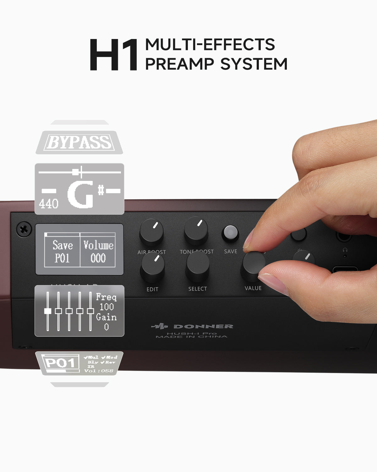 Donner HUSH-I PRO Acoustic-Electric Travel Guitar Kit with Inserted Sound Effects-Maillard-Verblassen##