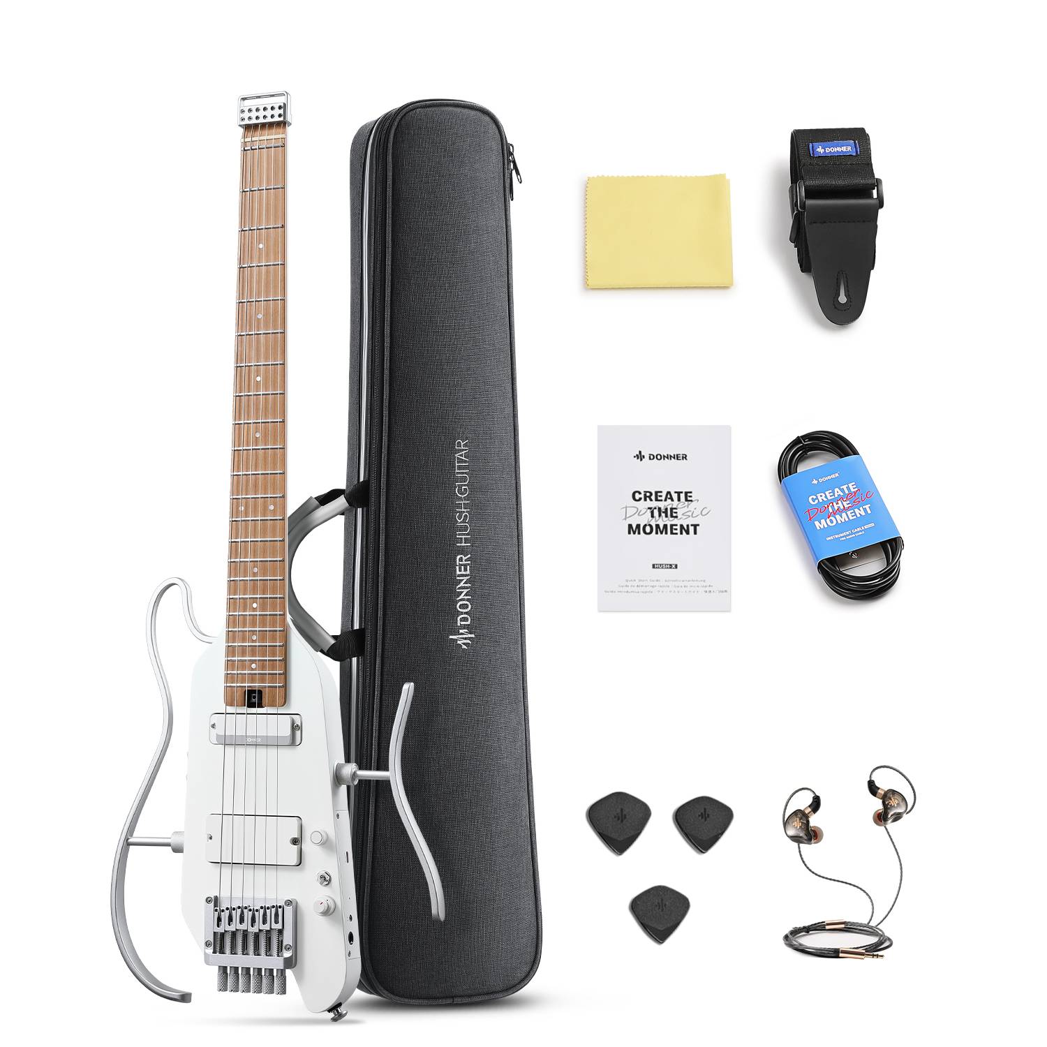 Donner HUSH™ X PRO Electric Guitar-White##