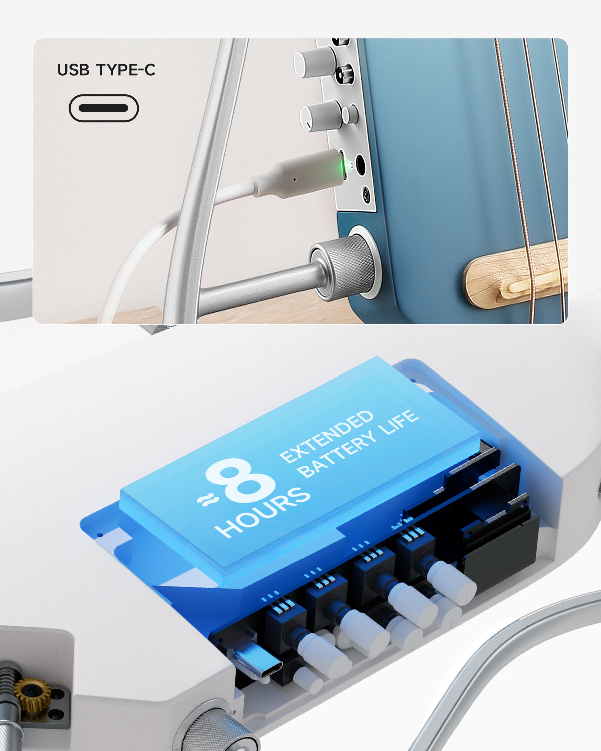 Donner HUSH-I PRO Acoustic-Electric Travel Guitar Kit with Inserted Sound Effects-Hawaiian Blue##
