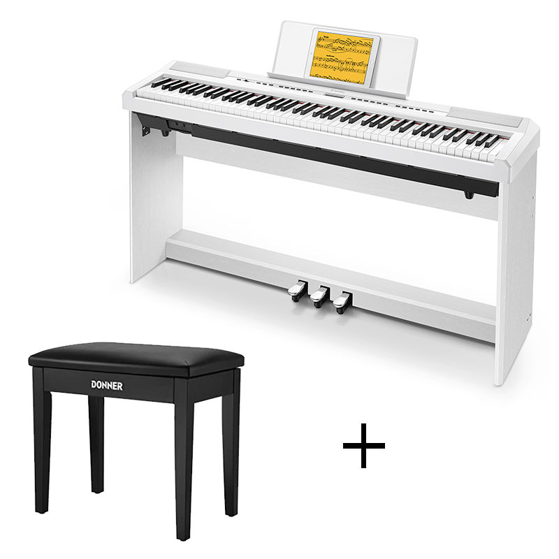 Donner DEP-20 Portable Keyboard 88-Key Weighted with Stand-White##