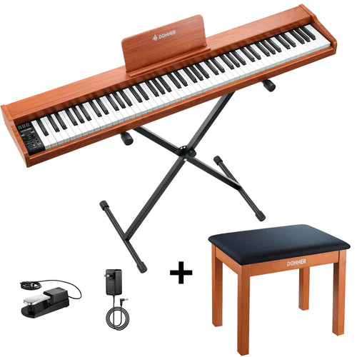 Donner DEP-1S 88 Key Semi-Weighted DIgital Piano With Stand Wooden Style Piano