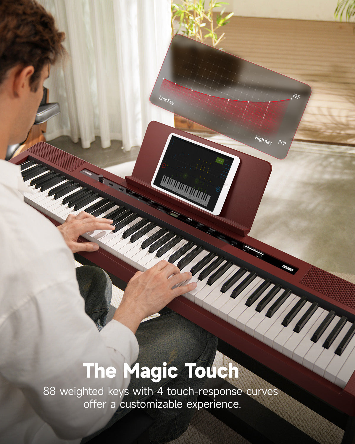 Donner DEP-16S Digital Piano with Stand-RoseWood##