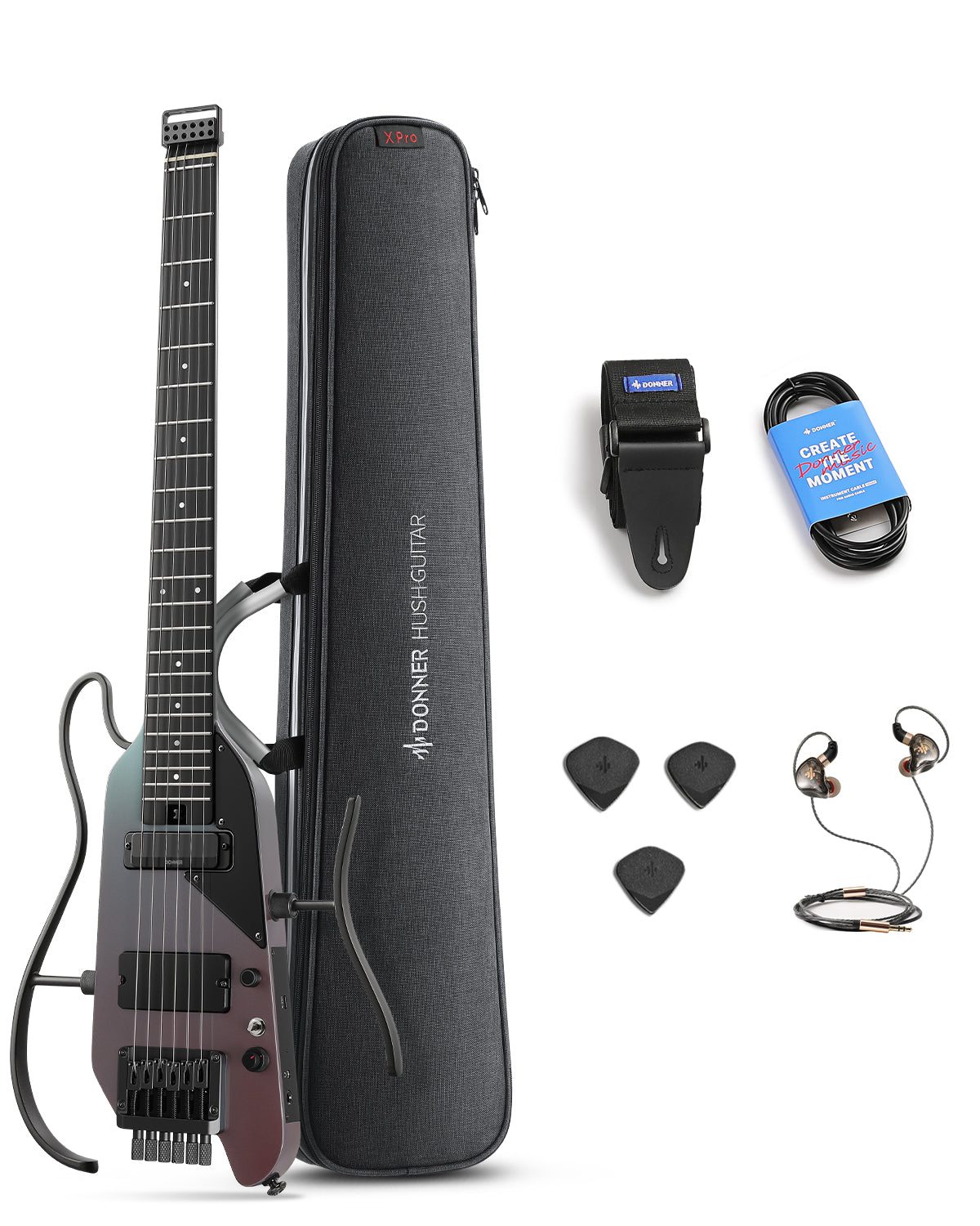 HUSH X PRO Electric Guitar Kit with Multi-Effects, Amp