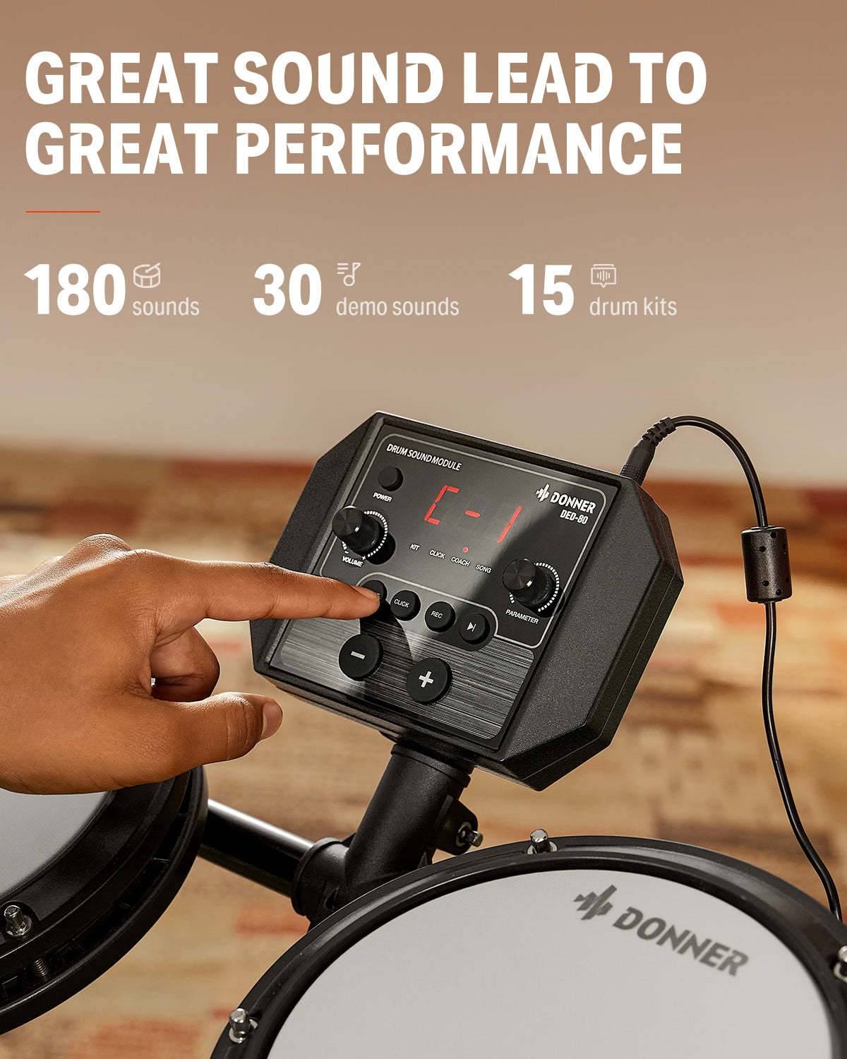 Donner DED-80 Electronic Drum Kit For Beginners with Headphones/Drum Throne