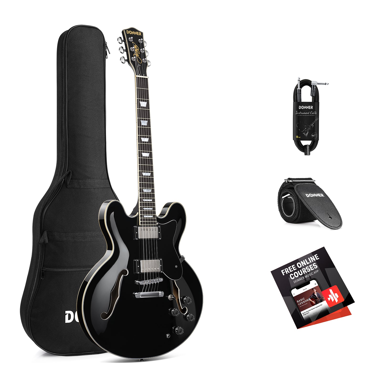 DJP-1000 Semi-Hollow Jazz Guitar with Coil-Splitting & H-H