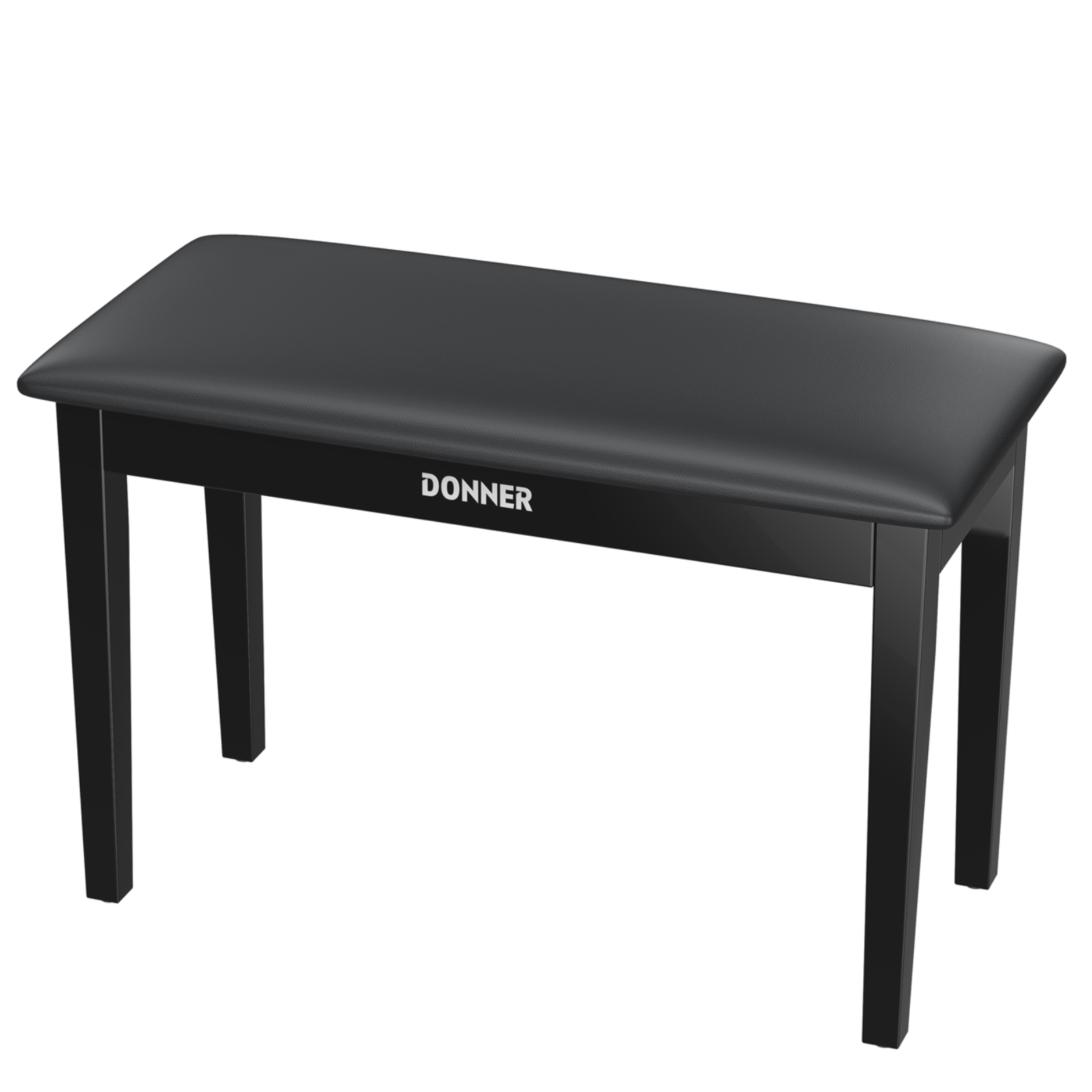 Donner Duet Piano Bench with Storage, Solid Wooden Keyboard Bench Piano Bookcase Stool Chair Seat with High-Density Sponges Padded Cushion, Black