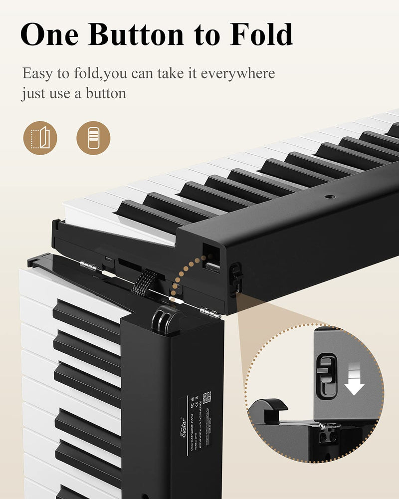 Eastar EP-10 Foldable Semi-Weighted Full  Size 88-Key Portable Electric Piano - Donner music- UK