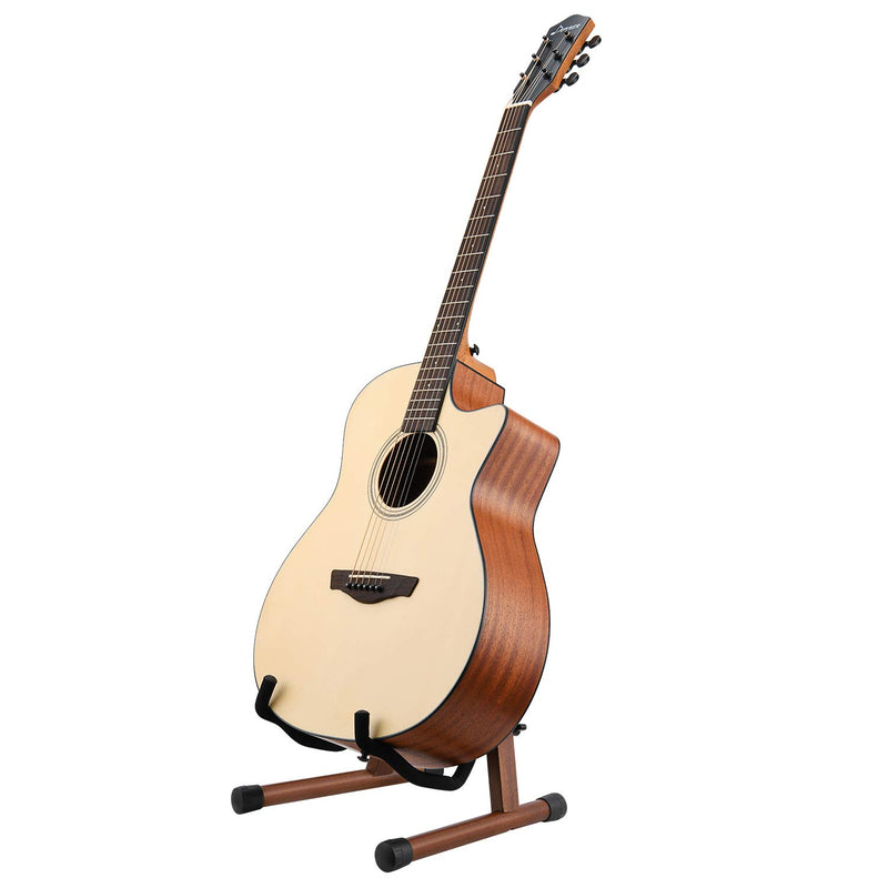 Donner Wooden Guitar Stand Floor Folding A Frame Stand Acacia Wood for Acoustic Electric Classical Guitar, Bass, Banjo Portable Adjustable - Donner music- UK