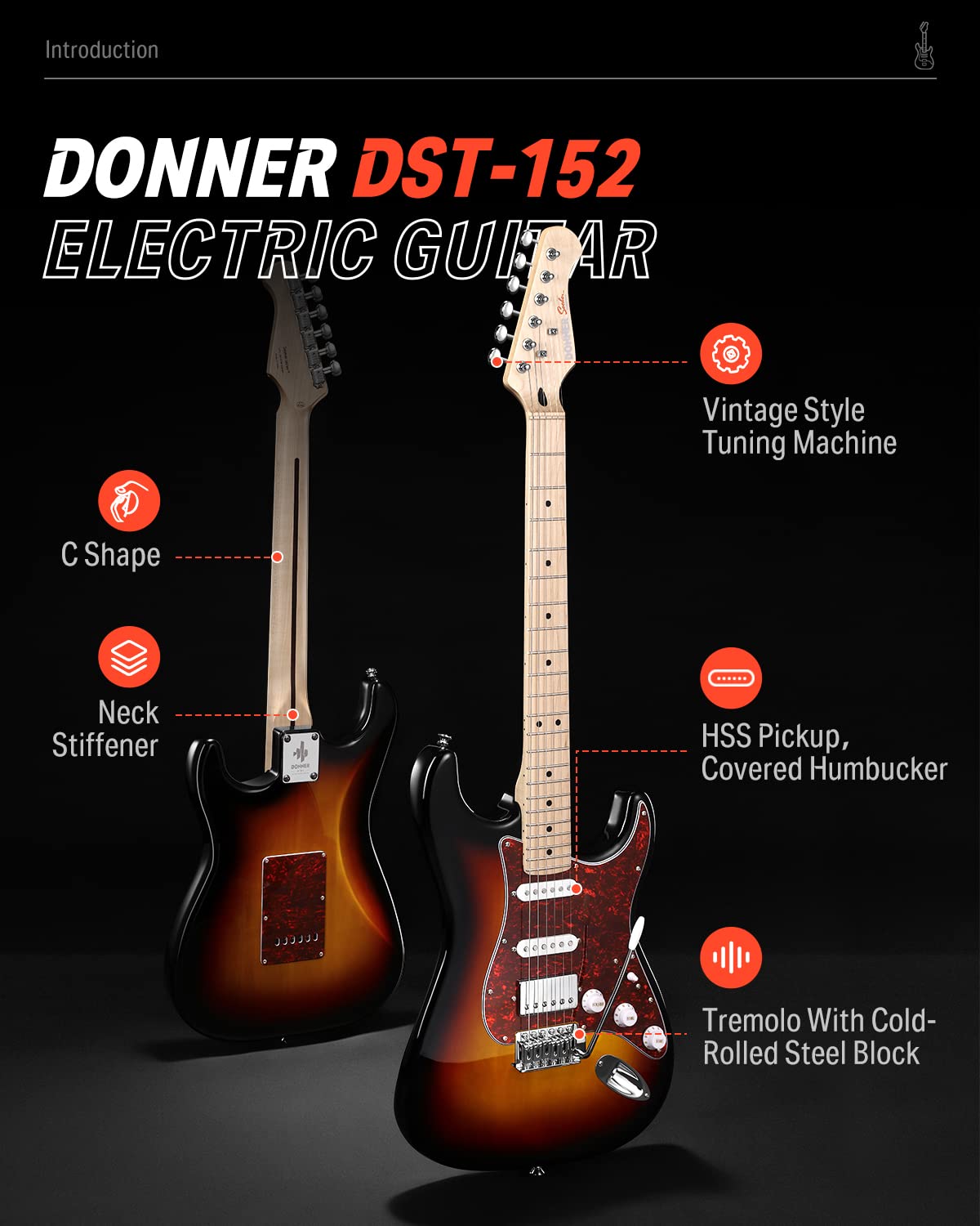 DST-152 Electric Guitar Kit with Amp & Bag | HSS Pickup