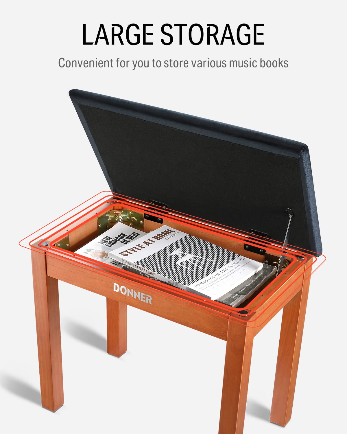 Custom Musical Instrument Bench Piano Bench Walnut Digital With Storage - Solid Wood Music Stool Donner ...