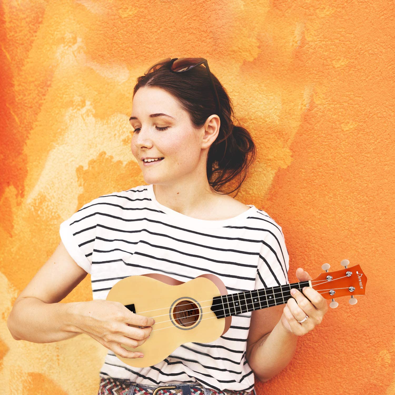 Donner Soprano Ukulele Beginner Kit for Kids Students 21 Inch with Bag Strap Strings Tuner Picks Polishing Cloth, DUS-10K Rainbow Series - Donner music- UK