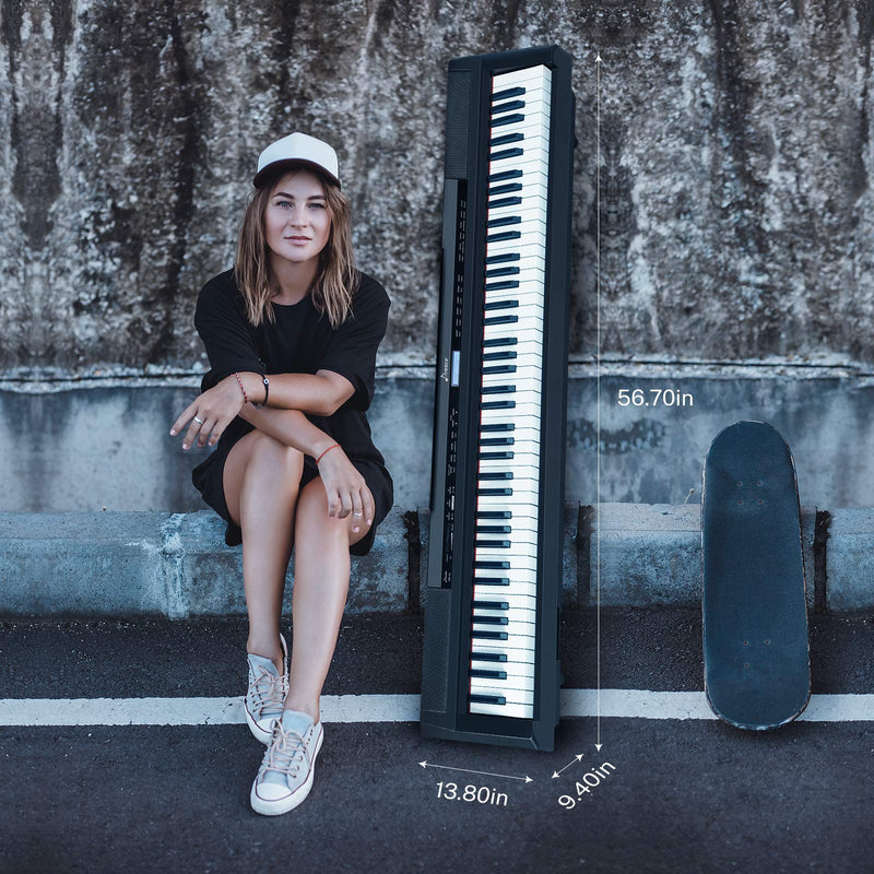 Piano numérique à 88 touches avec banc, support de meuble, piano électrique  domestique USB/MIDI for débutant et professionnel (Color : White) :  : Instruments de musique et Sono