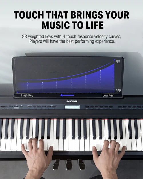 Piano numérique noir 88 touches pondérées clavier électronique